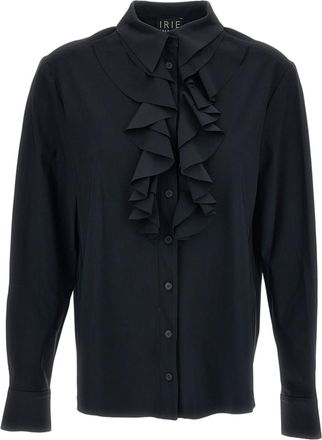 Iri&eacute; Black Ruffled Long-Sleeve Casual Shirt