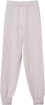 Twinset Gebreide joggingbroek van wol en lurex - Dames - Sweatpants - Beige - XS - Wol - Broeken