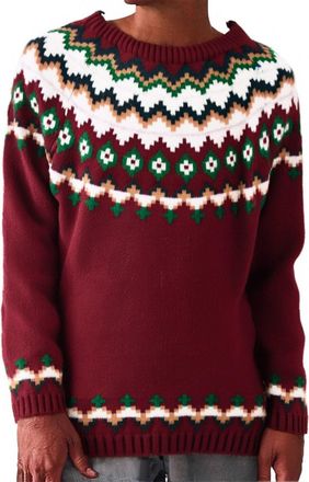 Generic Fairisle Jumper Women Trendy Crew Neck Winter Cashmere Jumpers Fair Isle Christmas Sweaters Holiday Pullover Sweaters Crewneck Long Sleeve Knitwear To
