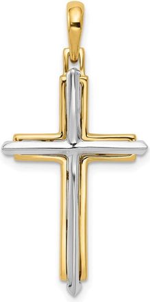 Diamond2Deal 14k Two-tone Gold Fancy Cross Pendant
