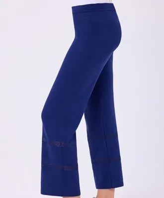 French Kyss Womens Crochet Detail Pant In Navy