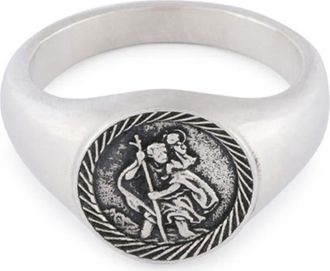 Serge DeNimes St. Christopher Signet Ring in Silver at Nordstrom, Size 10.5