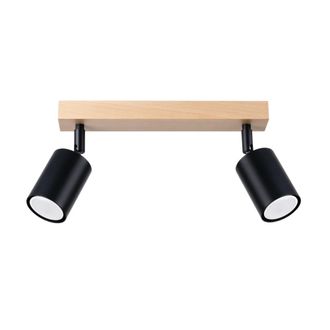Wonderlamp L&aacute;mpara de techo de madera con 2 focos orientables negro