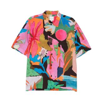 Paul Smith Short Sleeve Shirts, male, Multicolor, Size: L Printed Short-Sleeve Shirt