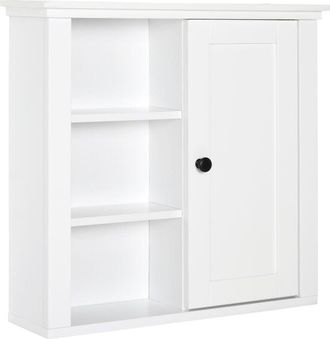 HOMCOM Homcom - Armario Ba&ntilde;o Con 3 Niveles Abiertos 1 Puerta Antivuelco 53x14,5x50,5cm Blanco