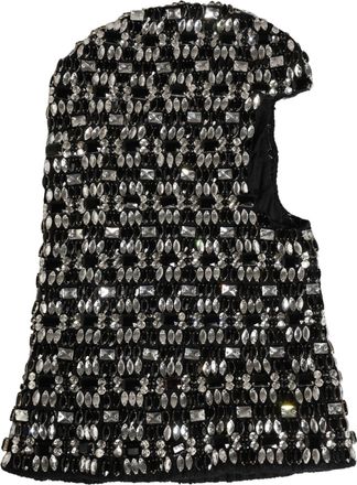 Dolce & Gabbana Womens Black Wool Crystal Embellished Balaclava Hat