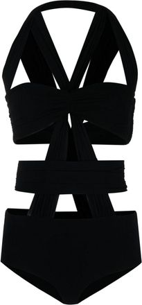 Philosophy di Lorenzo Serafini draped cutout bodysuit - women - Polyamide/Polyester/Acetate/Cupro - 40 - Black