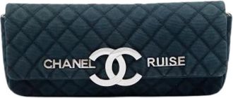 Chanel Pre-owned Quilted Canvas Flap Clutch - Dames - Vintage Clutch - Blauw - ONE Size - Vintage