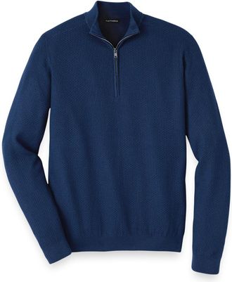Paul Fredrick Silk Cotton Cashmere Quarter Zip Mock Neck Sweater