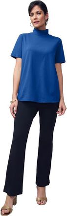 Jessica London Short Sleeve Mock Neck in Dark Sapphire at Nordstrom, Size Small