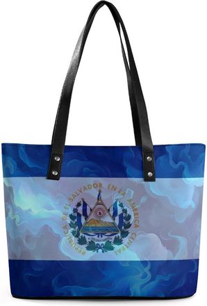 Generic El Salvadores Flag Tote Bags for Women Cute Shoulder Purses Handbags
