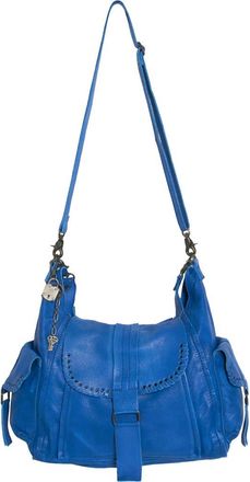 Free People We The Free Leigh Distressed Leather Hobo Bag in Sapphire at Nordstrom