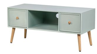 Nordlys Mueble de TV en madera de haya 2 caj&oacute;n verde