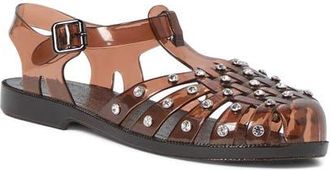 Loeffler Randall Rhys Studded Jelly Sandal in Brown/Clear at Nordstrom, Size 10