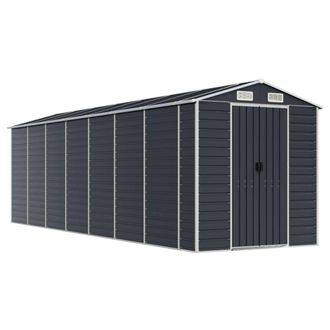 Berkfield Home Garden Shed Anthracite 191x640x198 cm Galvanised Steel in Charcoal | Size: 191 x 640 x 198 cm