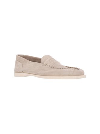 John Lobb Mens Flat Shoes Beige Leather