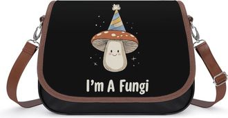 Generic Im A Fungi Mushroom Crossbody Bag Womens Handbag PU Message Bags Shoulder Purse with Adjustable Strap