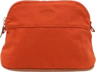 Herm&egrave;s Pre-owned Bolide 20 Canvas Pouch - Dames - Vintage Clutch - Oranje - ONE Size - Leer - Vintage