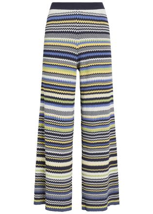 SIMKHAI Farrah Chevron Knit Trousers - Navy - S (UK8-10 / S)