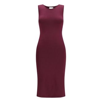 SA SU PHI Mouwloze Slim-Fit Lange Zijden Jurk - Dames - Jurken - Paars - Maat: L Zijde