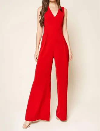 Sugarlips Klara Wide Leg Jumpsuit In Red