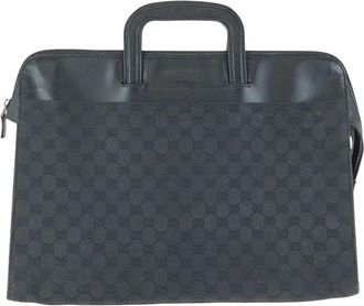 Gucci Black Gg Canvas & Leather Briefcase Black (Authentic Pre-Loved)