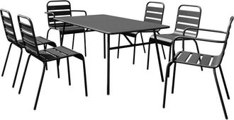 VENTE-UNIQUE.COM Conjunto de mesa y sillas para jard&iacute;n acero negro