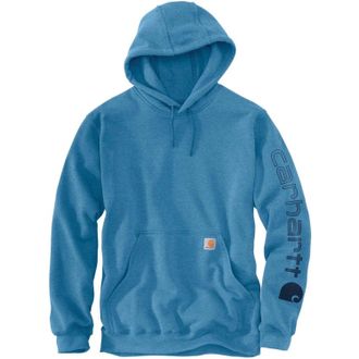 Carhartt Work in Progress Iconic K288 Hoodie Mens Horizon Blue Logo Long Sleeve Pullover POSH112