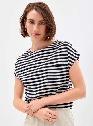 Marc O'Polo Shirt - Womens Fine striped organic cotton knit T-shirt