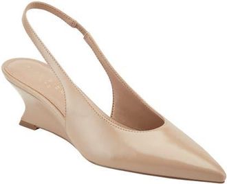 Marc Fisher Taten Slingback Pointed Toe Wedge Pump in Medium Natural at Nordstrom, Size 7.5