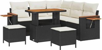 vidaXL Vidaxl - Garden Sofa Set Manual 8 pcs Black and cream 90 x 55 x 71 cm