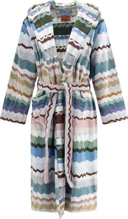 Missoni Home Beste Zig Zag Katoenen Terry Badjas met Capuchon - Heren - Badjassen - Veelkleurig - M - Katoen - Nachtkleding