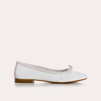 Reqins Womens Carmen Cuir Flat In White