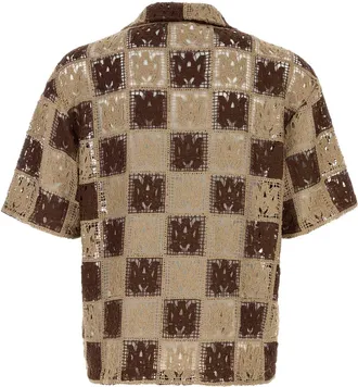 Amiri Mens Quad Shirt Beige Polyester