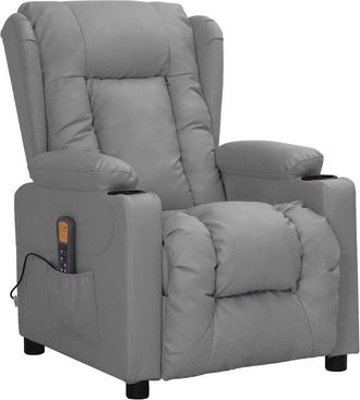 vidaXL Sill&oacute;n De Masaje De Cuero Sint&eacute;tico Gris Vidaxl