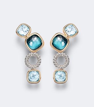 POMELLATO Nudo 18kt white and rose gold drop earrings with topaz and diamonds