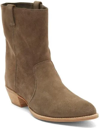 Jeffrey Campbell Busca Suede Pointy Toe Boot in Khaki Suede Natural Stack at Nordstrom, Size 7.5