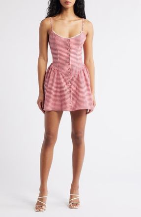 Princess Polly Toulouse Gingham Sleeveless Minidress in Red Gingham at Nordstrom, Size 10