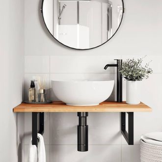 Berkfield Home Bathroom Vanity Top Oil Finished 60x50x2 cm Solid Wood Acacia in Brown | Size: 60 x 50 x 2 cm