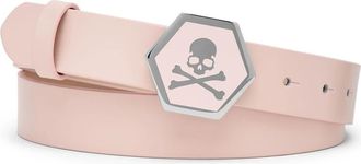 Philipp Plein Leather Belt Skull - Dames - Riemen - Roze - 75 CM - Leer - Accessoires