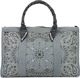 Amiri Clay Indigo Bandana Denim Weekender Bag