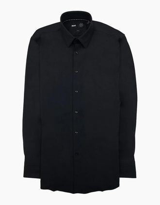 HUGO BOSS Mens Hugo Boss P Hank S Kent Performance Stretch Shirt Black 001 - Size: 38/Regular