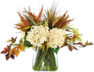 Creative Displays Inc. Handmade Fall Candleholder With Hydrangeas & Heathers