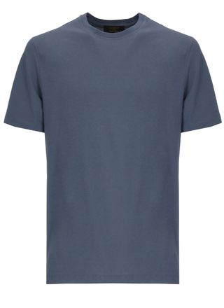 Zanone Blue Crewneck Cotton T-Shirt