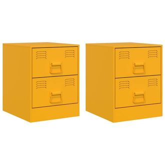 Berkfield Home Bedside Cabinets 2 pcs Yellow 34.5x39x44 cm Steel