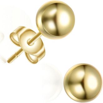 Rachel Glauber 14K Gold Plated Round Ball Stud Earrings