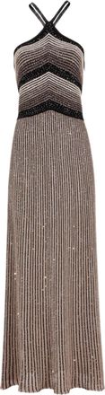 D.exterior Maxi Dress With Crossed Straps And Sequined Stripes