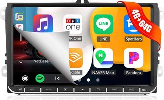 OEM Radio Para Coche Android 13 De 8 N&uacute;cleos Con 4g+64g Para Vw Golf 5 Polo Skoda Caddy, Con Carplay Y Android Auto, Pantalla 2din De 9 Pulgadas Con Naveg