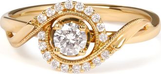 House of Brilliance 14K Yellow Gold 1/3 Cttw Diamond Solitaire and Halo Swirl Engagement Ring at Nordstrom