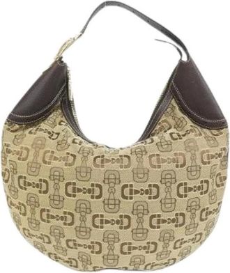 Gucci Pre-owned Shoulder Bags, female, Beige, Size: ONE SIZE Pre-owned Canvas Shoulder Bag